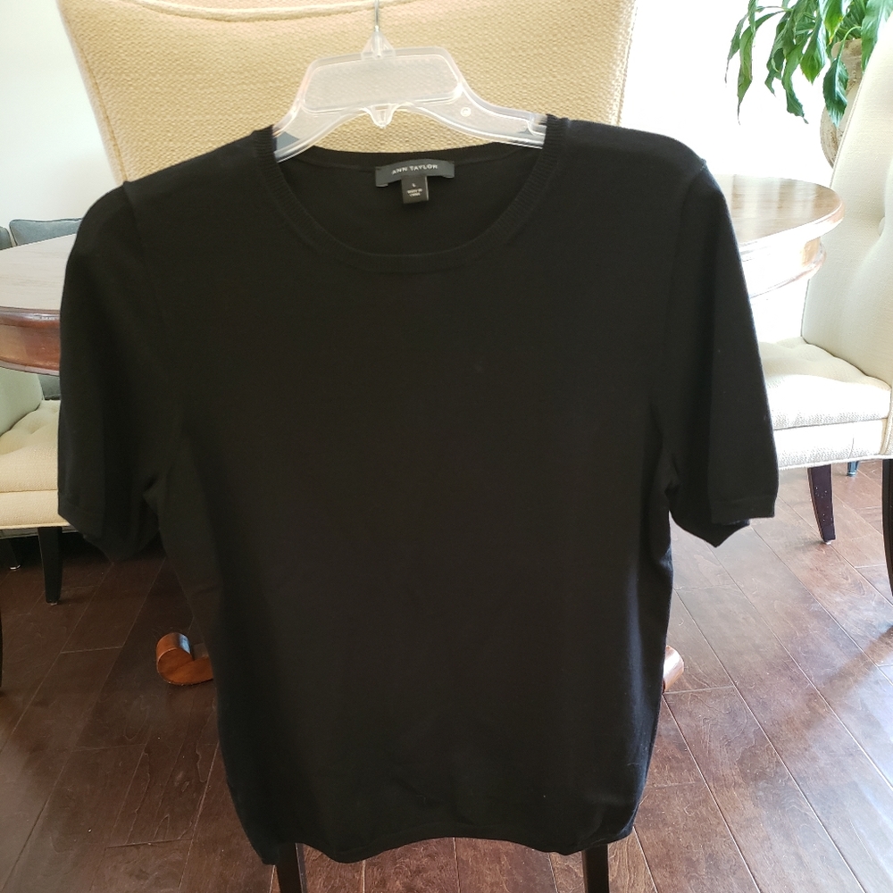 Womens Ann Taylor Viscose Nylon Short Sleeve Shirt Large